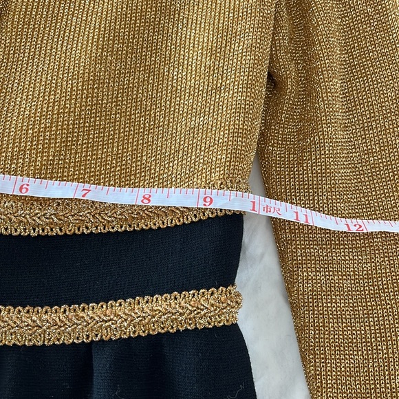 Vintage Evening gown with coat and scarf Black and Gold Lame no label Pure wool - Picture 10 of 14